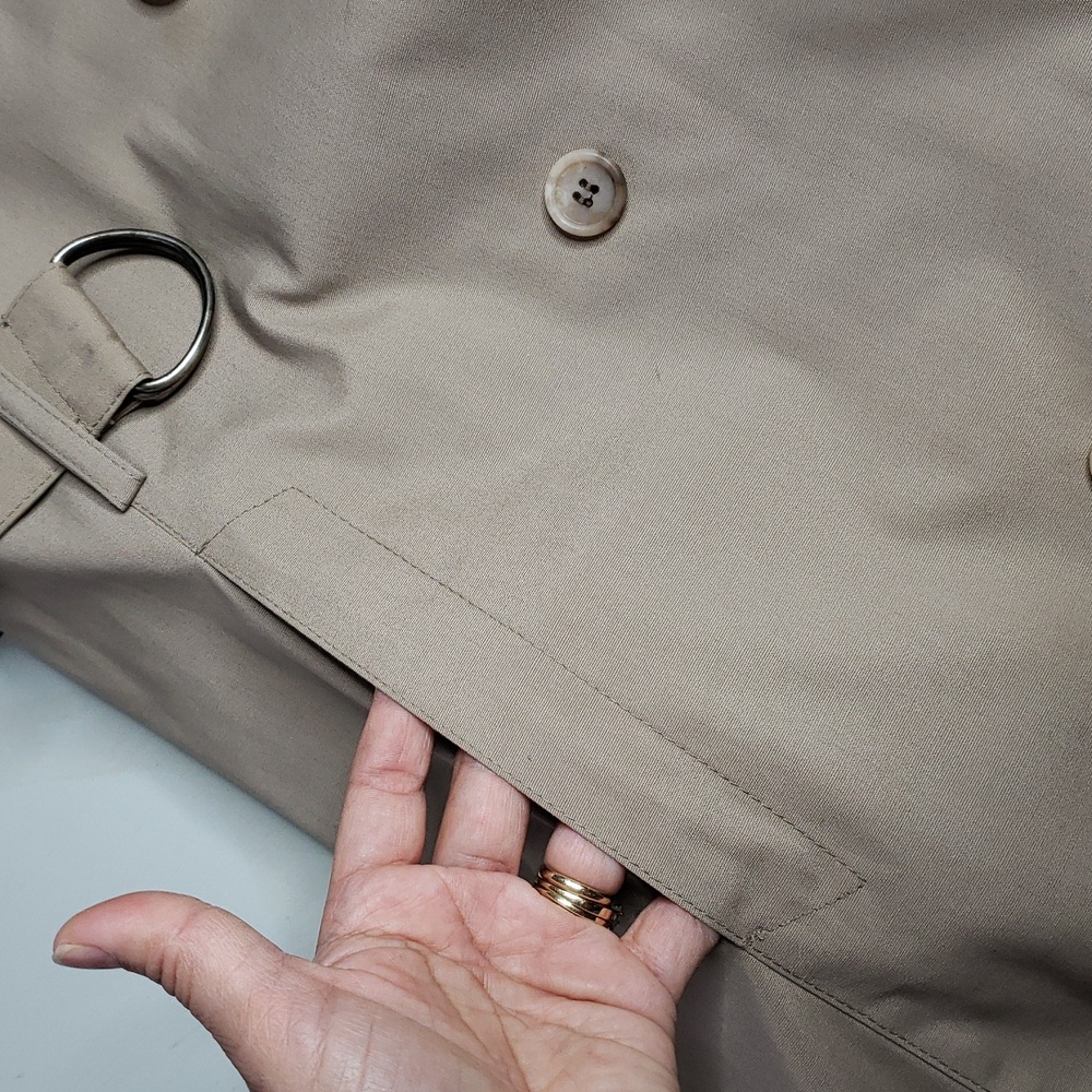 Vintage London Fog Combed Cotton Belted Trench Coat Size 8 Petite USA Classic - Picture 15 of 16